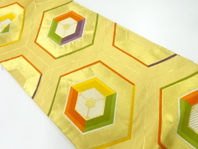 JAPANESE KIMONO / ANTIQUE FUKURO OBI / SILK / WOVEN KIKKO & YOUNG PINE